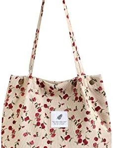 Makukke Aesthetic Umhängetasche Damen Beige - für Alltag, Büro, Einkauf - Cord Tasche Schultertasche stofftaschen Shoppe