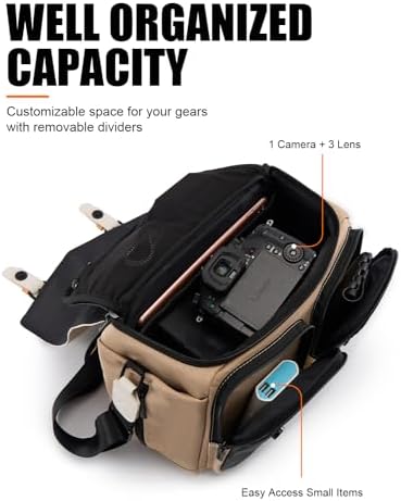 41ybdwzdxal. ac .jpg Cwatcun Wasserdichte Kameratasche für Spiegelreflex und Kompaktkamera Cwatcun Vintage Kamera Messenger Tasche für System