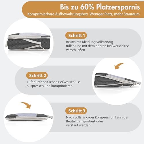 41yr7vqo0pl. ac .jpg Vonsera Koffer Organizer 10-teilig Wasserdicht Atmungsaktiv Reise Grau