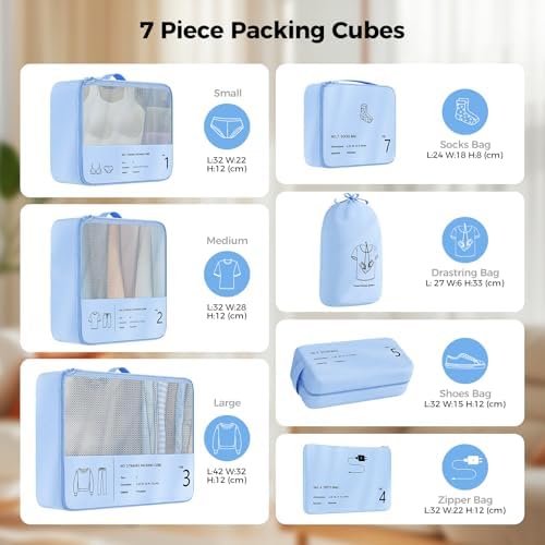 41z04pz8dl. ac .jpg Reise Kleidertaschen Yomisee Packing Cubes Koffer Organizer Beige