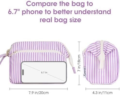 41z6pcqvavl. ac 1.jpg Narwey Minzgrün Kulturtasche Damen Reise Make-up-Tasche Weit Offene Tasche Kosmetiktasche