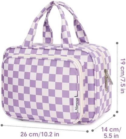 41zmnowjqql. ac .jpg Narwey Damen Waschtasche Groß & Kosmetiktasche für Herren & Kinder (Kleine Graublaue Blume)