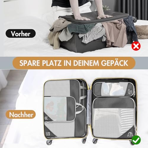 51 ke okiul. ac .jpg Vonsera Koffer Organizer 10-teilig Wasserdicht Atmungsaktiv Reise Grau