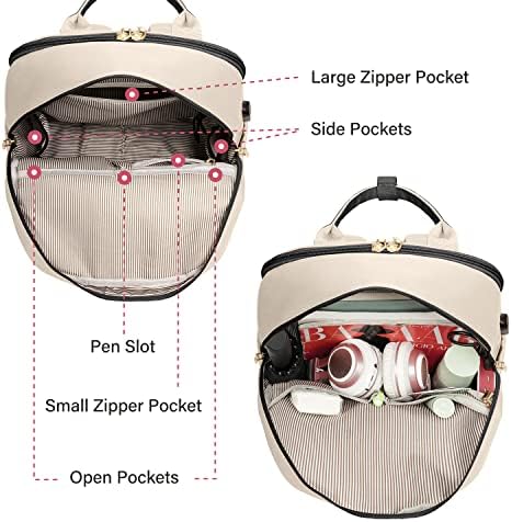 511shh2co4l. ac .jpg Laptop Schulrucksack LOVEVOOK Damen Wasserabweisend Eleganter Schultasche für Schule Uni Reise Khaki Beige