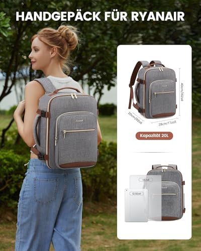 511yt0ih57l. ac .jpg LOVEVOOK Ryanair Handgepäck für Damen Herren | Carry On Tasche 40x30x20cm | Eurowings Wizz Cabine Richtung | Laptop Komp