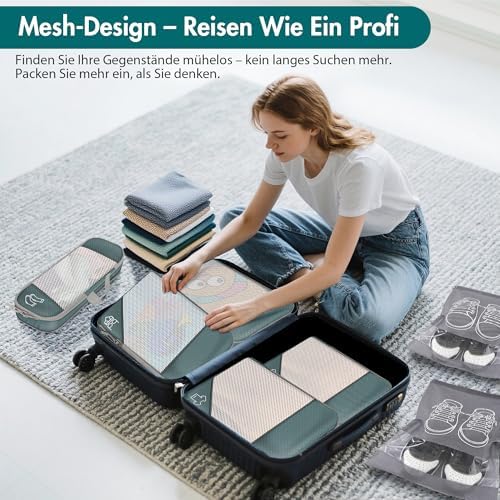 512ceeggvxl. ac .jpg Vonsera Koffer Organizer 10-teilig Wasserdicht Atmungsaktiv Reise Grau