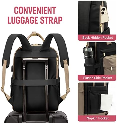 512adtfcy2l. ac .jpg Laptop Schulrucksack LOVEVOOK Damen Wasserabweisend Eleganter Schultasche für Schule Uni Reise Khaki Beige