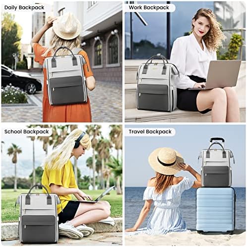 512bmdztcol. ac .jpg LVOOK Rucksack Damen 15,6 Zoll Laptop Schulrucksack Wasserdicht mit USB & Laptopfach, ideal für Arbeit, Schule & Uni, Re