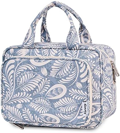 513rhhpjyxl. ac .jpg Narwey Damen Waschtasche Groß & Kosmetiktasche für Herren & Kinder (Kleine Graublaue Blume)