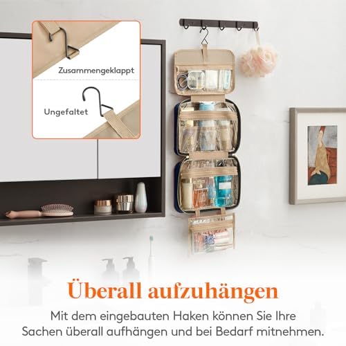 514asxga18l. ac .jpg Lifewit Reise Kulturbeutel Damen zum Aufhängen mit Organizer Funktion Groß Pink Recycled Claim Standard 100