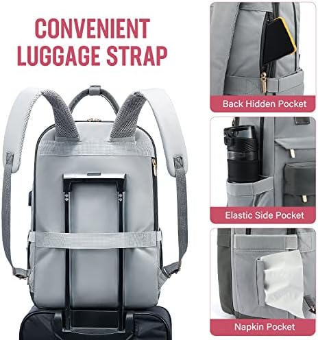 514cfavqepl. ac .jpg Laptop Schulrucksack LOVEVOOK Damen Wasserabweisend Eleganter Schultasche für Schule Uni Reise Khaki Beige