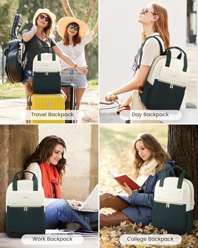 514lzo2vnvl. ac .jpg LOVEVOOK Damen Rucksack, 15,6 Zoll Laptop Schulrucksack, Wasserdicht, Reiserucksack, Beige OEKO-TEX STANDARD 100