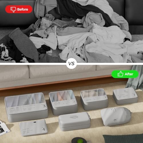 514nvk1fwfl. ac .jpg Reise Kleidertaschen Yomisee Packing Cubes Koffer Organizer Beige