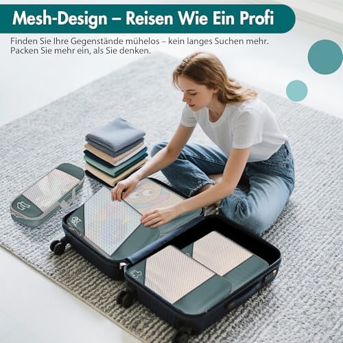 515cwoctihl. ac .jpg Vonsera Koffer Organizer 10-teilig Wasserdicht Atmungsaktiv Reise Grau