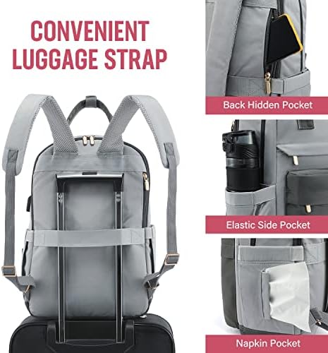 515ayok8u5l. ac .jpg Laptop Schulrucksack LOVEVOOK Damen Wasserabweisend Eleganter Schultasche für Schule Uni Reise Khaki Beige