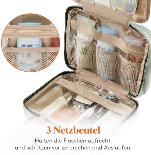 5164rpeggal. ac .jpg Lifewit Reise Kulturbeutel Damen zum Aufhängen mit Organizer Funktion Groß Pink Recycled Claim Standard 100