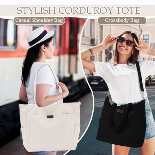 516ukbto8ul. ac .jpg Chase Chic Cord Tasche Große Shopper Tasche Damen Laptoptasche Handtasche für Arbeit und Schule mit Riemen