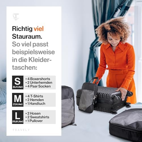 517jccdnzpl. ac .jpg Travely Kompression Packwürfel - 8-teiliges Set - Packwürfel für Reise und Rucksack - Kompressionsbeutel als Kofferorgan