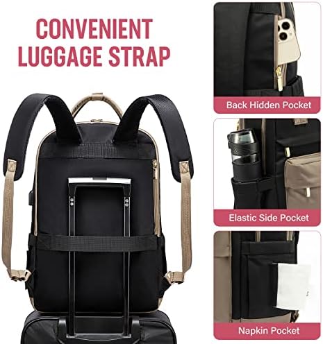 5186jjekhil. ac .jpg Laptop Schulrucksack LOVEVOOK Damen Wasserabweisend Eleganter Schultasche für Schule Uni Reise Khaki Beige