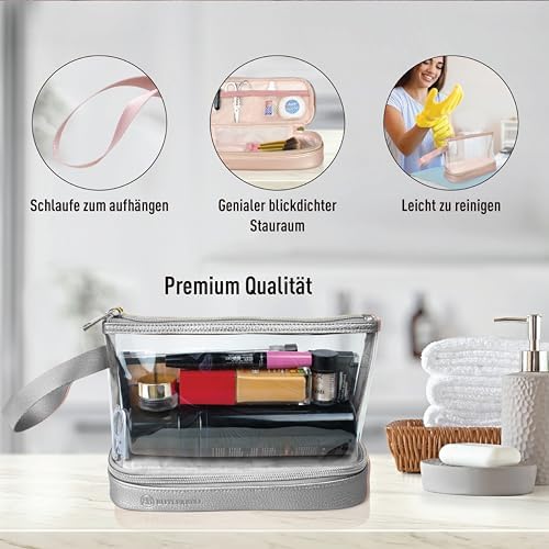 519ab0cmk6l. ac .jpg BUTLERBELL Transparenter Kulturbeutel | Bliktdicht | Reisegepäck-Damen & Herren (Schwarz) | Flüssigkeiten transportieren