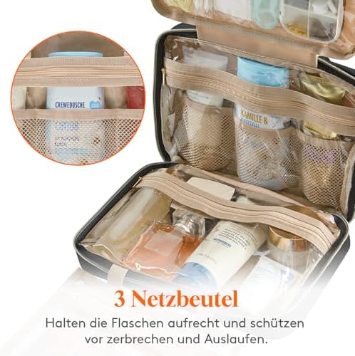 519zwjcgmal. ac .jpg Lifewit Reise Kulturbeutel Damen zum Aufhängen mit Organizer Funktion Groß Pink Recycled Claim Standard 100