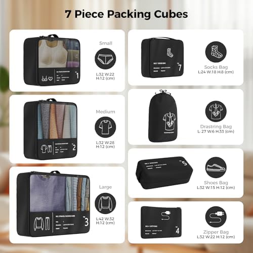 51a8wnhb l. ac .jpg Reise Kleidertaschen Yomisee Packing Cubes Koffer Organizer Beige