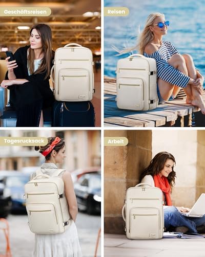51amcdsyntl. ac .jpg LARGE LOVEVOOK Rucksack Handgepäck Flugzeug, Reiserucksack Damen, 45x36x20 L Laptop 17 Zoll, Beige