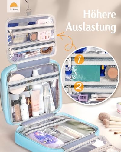 51bjexftjl. ac .jpg Chakipee Wasserdichte Reisekulturbeutel zum Aufhängen für Damen – Leichte Waschtasche mit Klarfenster, Ideal für Make-up