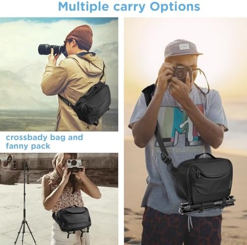 51bi4mx9lal. ac .jpg DSLR Kameratasche wasserdicht mit Stativhalterung Umhängetasche für Fotografen (Schwarz)