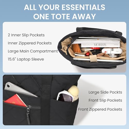 51d0lce7u3l. ac .jpg Befen Puffer Tote Bag Damen Groß Handtasche Sporttasche Tragbare Laptoptasche 15,6 Zoll mit Reißverschluss für Reisen, S