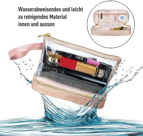 51dfrguuadl. ac .jpg BUTLERBELL Transparenter Kulturbeutel | Bliktdicht | Reisegepäck-Damen & Herren (Schwarz) | Flüssigkeiten transportieren