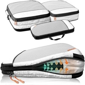 LOONARA Travel Kleidertaschen Set mit Kompression für Rucksack - großer Platz im Koffer - 3-teilig (grau)