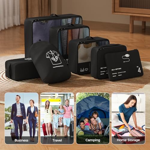 51dhhetvqhl. ac .jpg Reise Kleidertaschen Yomisee Packing Cubes Koffer Organizer Beige