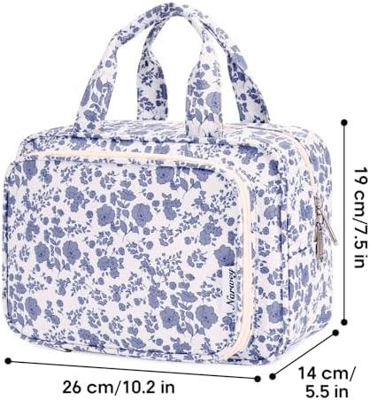 51dt5sf58hl. ac .jpg Narwey Damen Waschtasche Groß & Kosmetiktasche für Herren & Kinder (Kleine Graublaue Blume)
