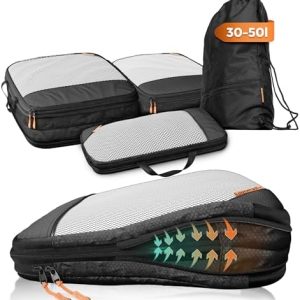 LOONARA Travel Compression Packing Cubes Set für mehr Platz im Koffer & Backpack - Packwürfel zum Sortieren und Komprimi