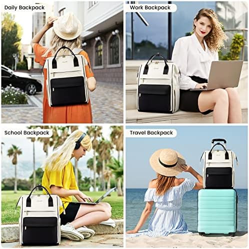 51ey7bbrwrl. ac .jpg LVOOK Rucksack Damen 15,6 Zoll Laptop Schulrucksack Wasserdicht mit USB & Laptopfach, ideal für Arbeit, Schule & Uni, Re