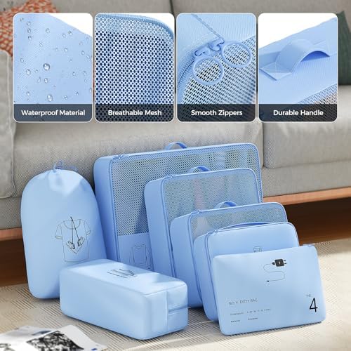 51em5dn1hol. ac .jpg Reise Kleidertaschen Yomisee Packing Cubes Koffer Organizer Beige