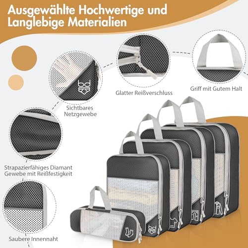 51gsjeaas3l. ac .jpg Vonsera Koffer Organizer 10-teilig Wasserdicht Atmungsaktiv Reise Grau