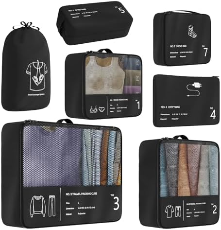 51gdgdvnwdl. ac .jpg Reise Kleidertaschen Yomisee Packing Cubes Koffer Organizer Beige