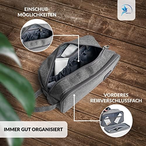 51h0bvujfkl. ac 1.jpg Obics Kulturbeutel Gross grau 8L XL - für Herren & Damen - zum Aufhängen & mit Spiegel - 10 Fächer - ideal für Camping &