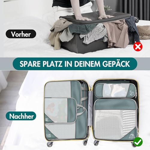 51i0l wg41l. ac .jpg Vonsera Koffer Organizer 10-teilig Wasserdicht Atmungsaktiv Reise Grau