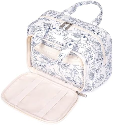 51ibdz6ewxl. ac .jpg Narwey Damen Waschtasche Groß & Kosmetiktasche für Herren & Kinder (Kleine Graublaue Blume)