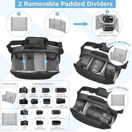 51ingh10obl. ac .jpg DSLR Kameratasche wasserdicht mit Stativhalterung Umhängetasche für Fotografen (Schwarz)