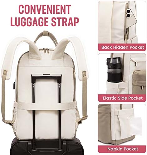 51kn7hyt91l. ac .jpg Laptop Schulrucksack LOVEVOOK Damen Wasserabweisend Eleganter Schultasche für Schule Uni Reise Khaki Beige