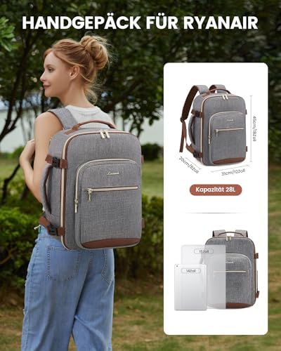 51kramt3v9l. ac .jpg LOVEVOOK Ryanair Handgepäck für Damen Herren | Carry On Tasche 40x30x20cm | Eurowings Wizz Cabine Richtung | Laptop Komp