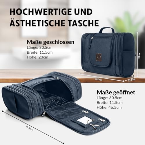 51moesxtgl. ac 1.jpg Obics Kulturbeutel Gross grau 8L XL - für Herren & Damen - zum Aufhängen & mit Spiegel - 10 Fächer - ideal für Camping &