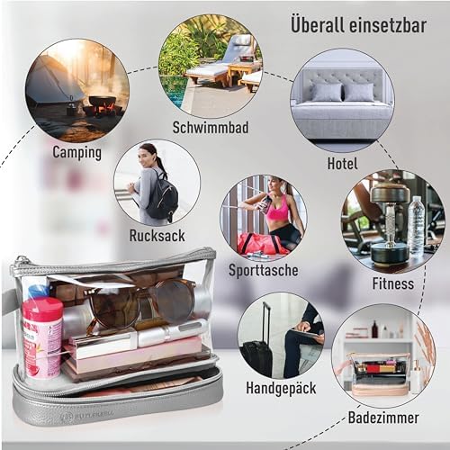 51mtk7i0lgl. ac .jpg BUTLERBELL Transparenter Kulturbeutel | Bliktdicht | Reisegepäck-Damen & Herren (Schwarz) | Flüssigkeiten transportieren