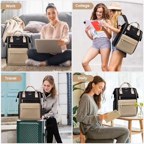 51madaqdekl. ac .jpg LVOOK Rucksack Damen 15,6 Zoll Laptop Schulrucksack Wasserdicht mit USB & Laptopfach, ideal für Arbeit, Schule & Uni, Re