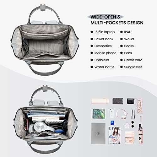 51mtt86jlyl. ac .jpg LVOOK Rucksack Damen 15,6 Zoll Laptop Schulrucksack Wasserdicht mit USB & Laptopfach, ideal für Arbeit, Schule & Uni, Re