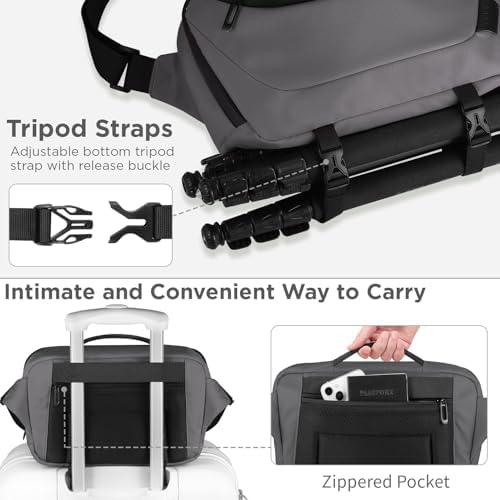 51num1hiykl. ac .jpg DSLR Kameratasche wasserdicht mit Stativhalterung Umhängetasche für Fotografen (Schwarz)